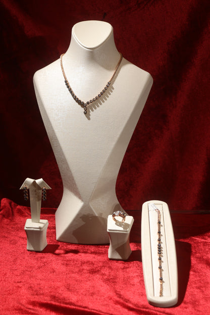 Akıtma Elmas Gümüş Takı Set