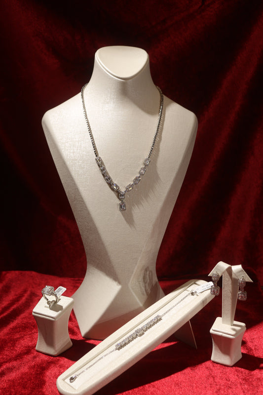 Kristal Baget Gümüş Set